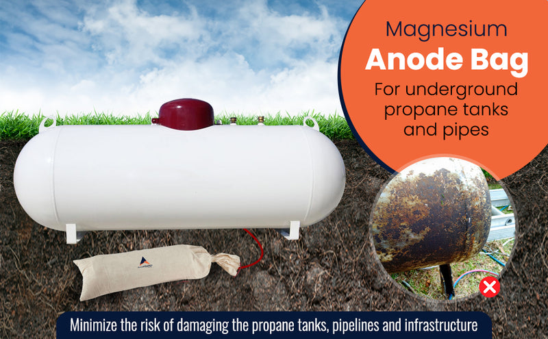 MAGNÉSIUM ANODE BACKFILL, 7.7KG/17lbs, 1.7V, incl 10m, 10mm2 rouge XLPE/PVC