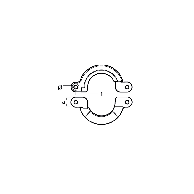 Ritning på Zinkanod Yanmar split collar for Saildrive Yanmar SD20-SD60 saildrives, 196440-02660 