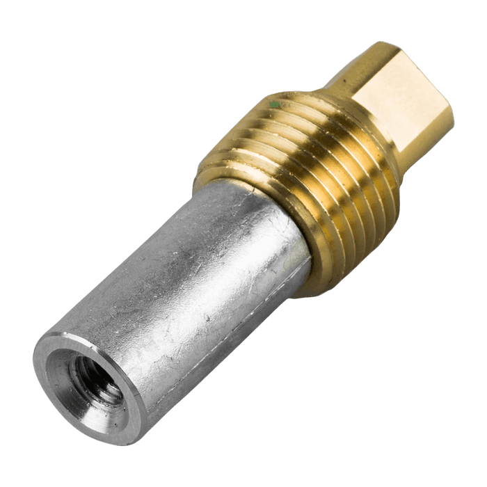 Zinkanod Volvo Penta, typ pencil anode Ø15 L.40 with brass plug th.1/2'' Bspt, VP838929, R800714C - AnodeFactory